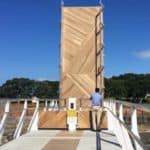 Milford Marina footbridge during the lifting of the hydraulic bascule span