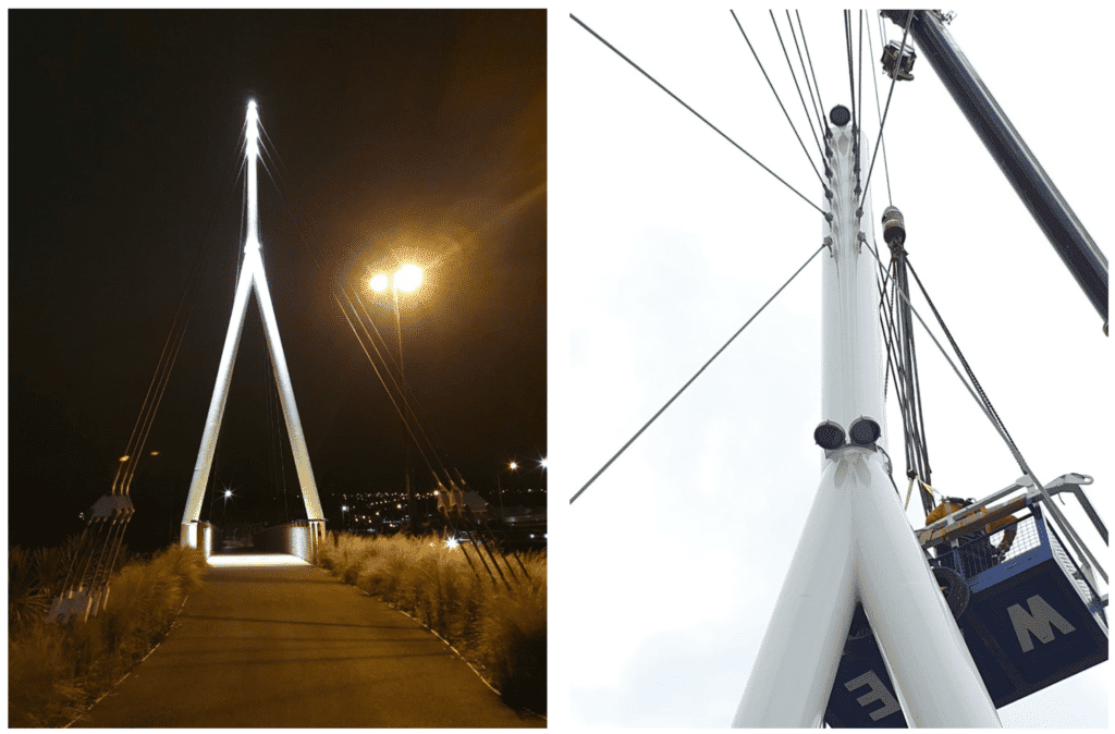Water of Leith Cable Stayed Footbridge - NZ AWARD - Lighting & install